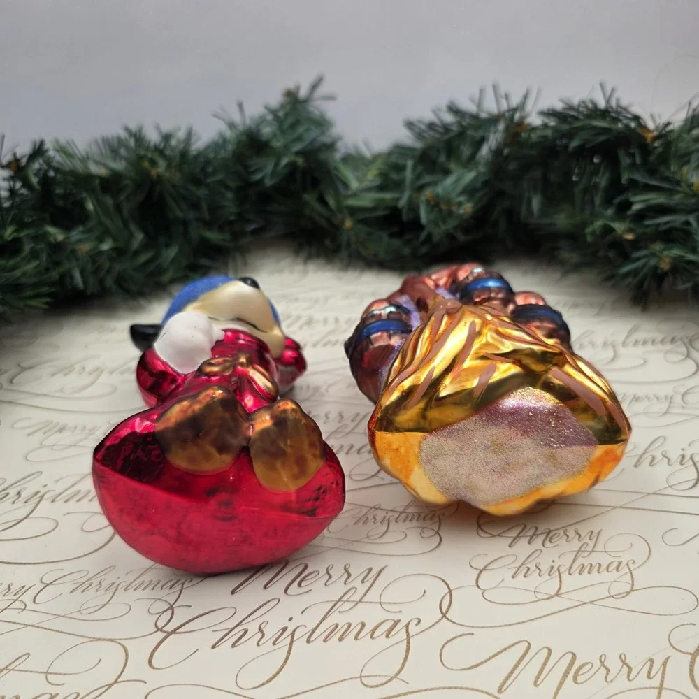 1999 Christopher Radko Disney Fantasia Sorcerer Mickey Brooms Glass Ornaments